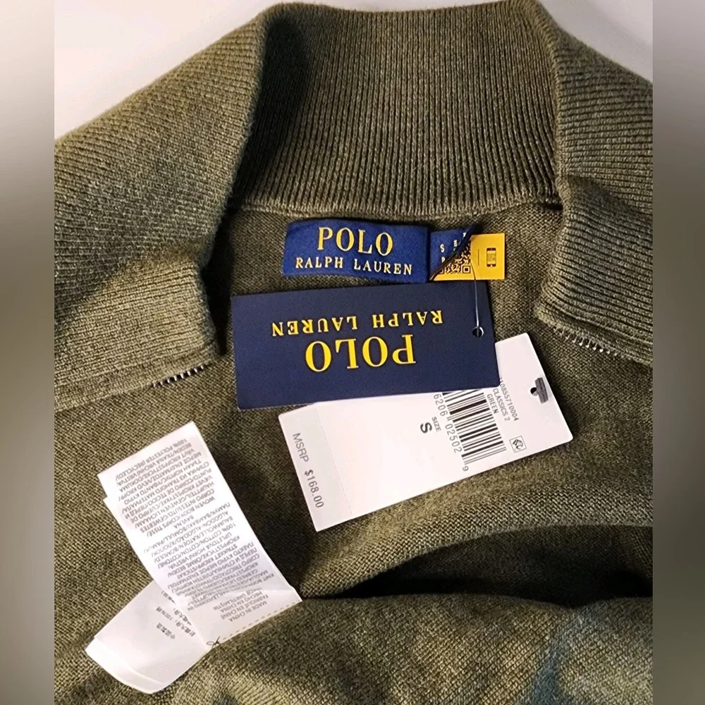 Polo Ralph Lauren Men's Olive Woven Knit Fully Lined Zipper Front Hybrid Vest - Picture 9 of 13